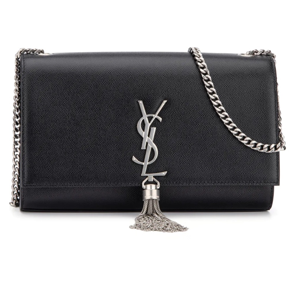 SAINT LAURENT CHAIN WALLET, REMOVABLE CHAIN SHOULDER STRAP, METAL CHAIN TASSEL